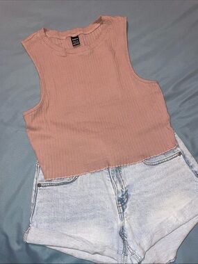 Dusty Mauve Ribbed Crop Tank